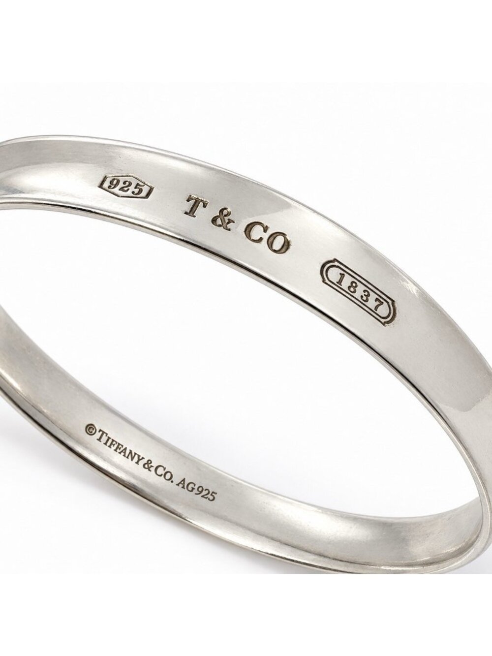 Tiffany & Co. 1837 Round Bangle Bracelet 7.5" in 925 Sterling Silve